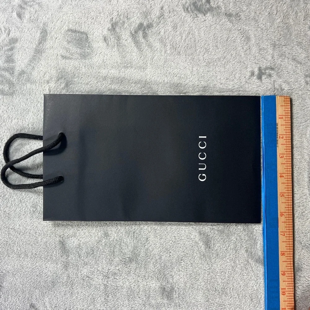 GUCCI Shopping Bag Small Black Paper Rope Handle Authentic Good Condition 11x7x4